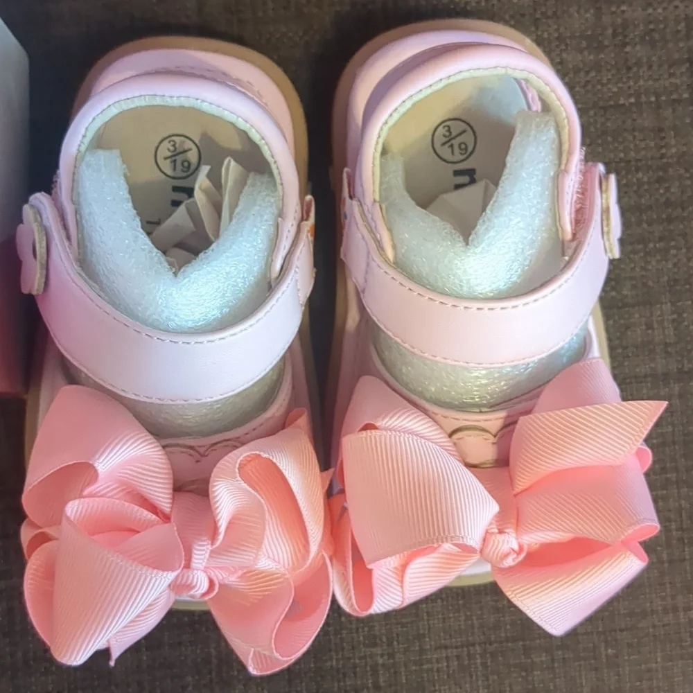 mooshu TRAINERS Baby Girl Pink Bow Sandals